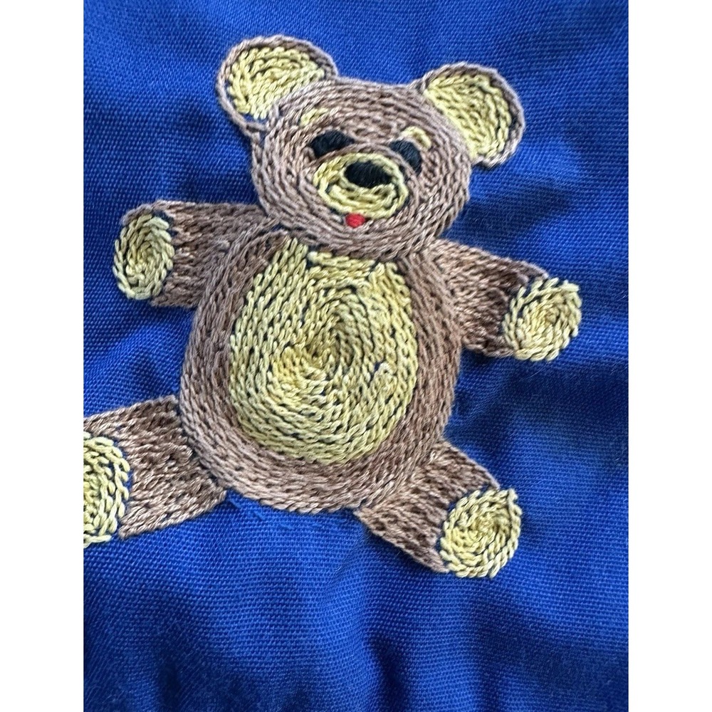 Vintage 1970s Handmade Baby Quilt Blanket Hand Embroidered Disney Fabric 30x50
